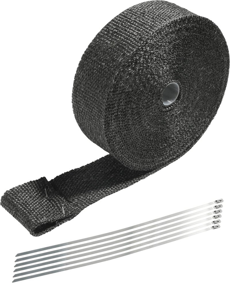 AOCISKA 2"x50' Exhaust Wrap,Black Exhaust Heat Wrap Roll with Stainless Ties,Heat Shield Insulation Heat Shield Automotive,Exhaust Heat Shield Header Wrap - Image 1
